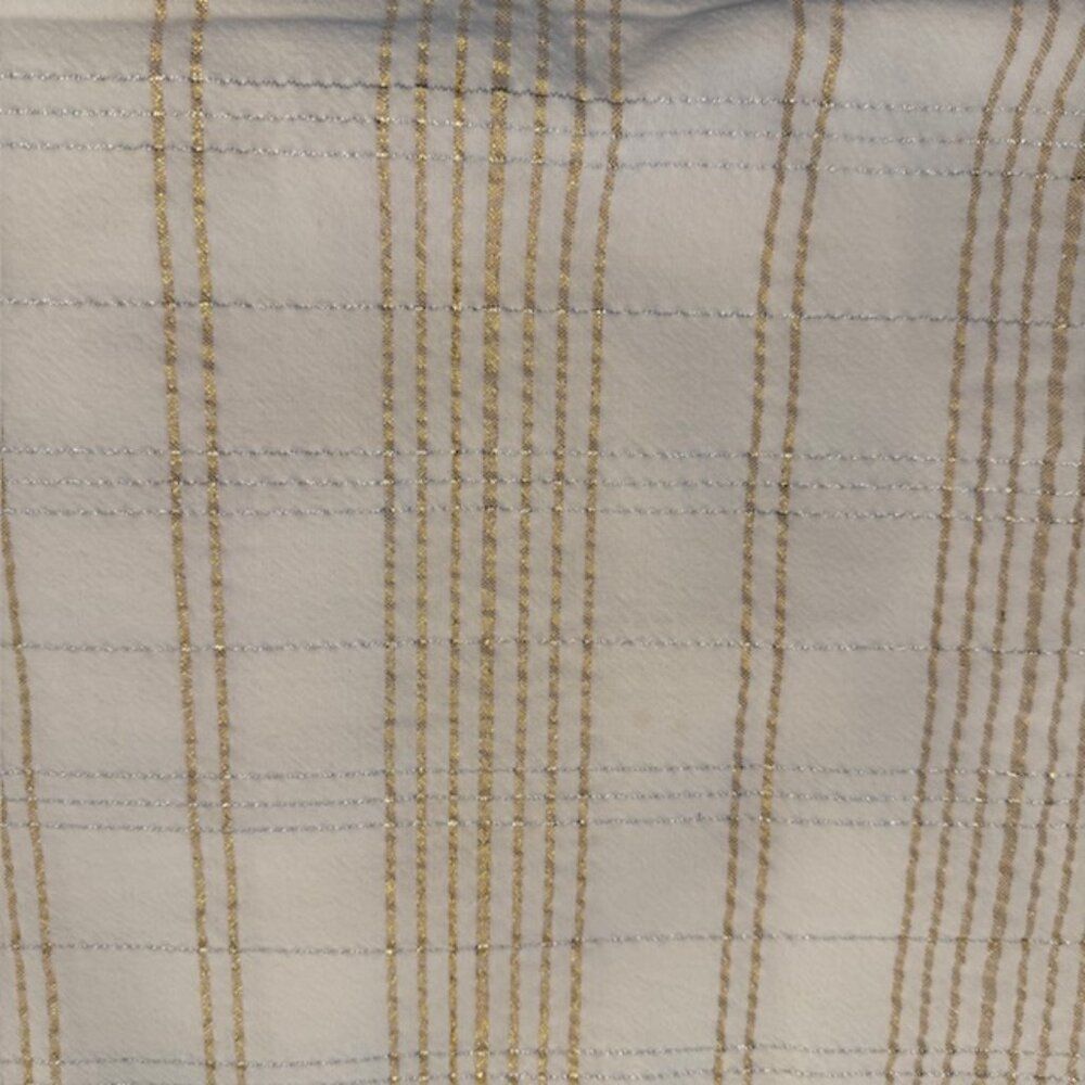 Metallic Gold and Silver on Cream Plaid Tablecover- Size 90"x55"